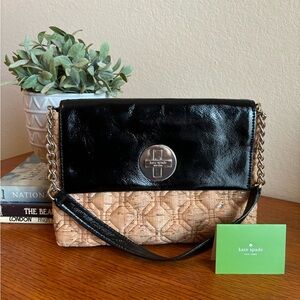 EUC Kate Spade Black Patent and Cork Handbag